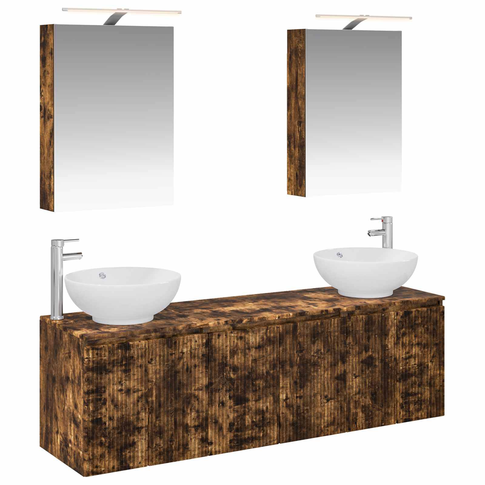 vidaXL Badezimmerschrank-Set 5 pcs Geräucherte Eiche Holzwerkstoff
