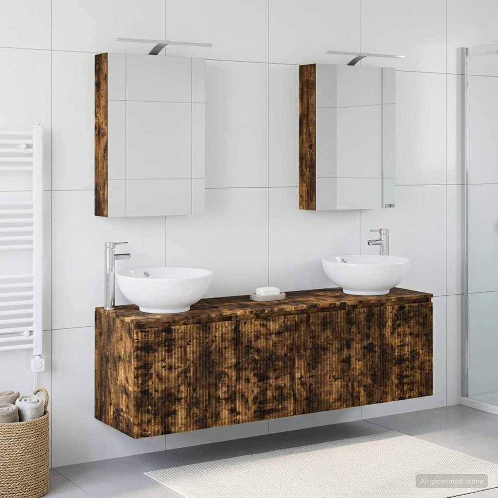 vidaXL Badezimmerschrank-Set 5 pcs Geräucherte Eiche Holzwerkstoff