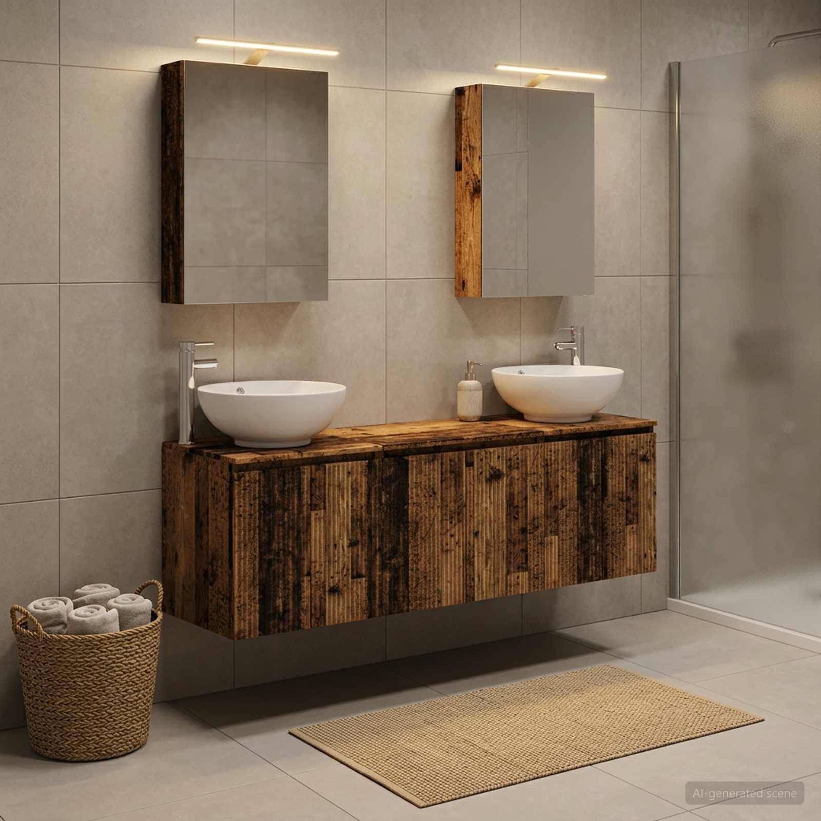 vidaXL Badezimmerschrank-Set 5 pcs Altholz Holzwerkstoff
