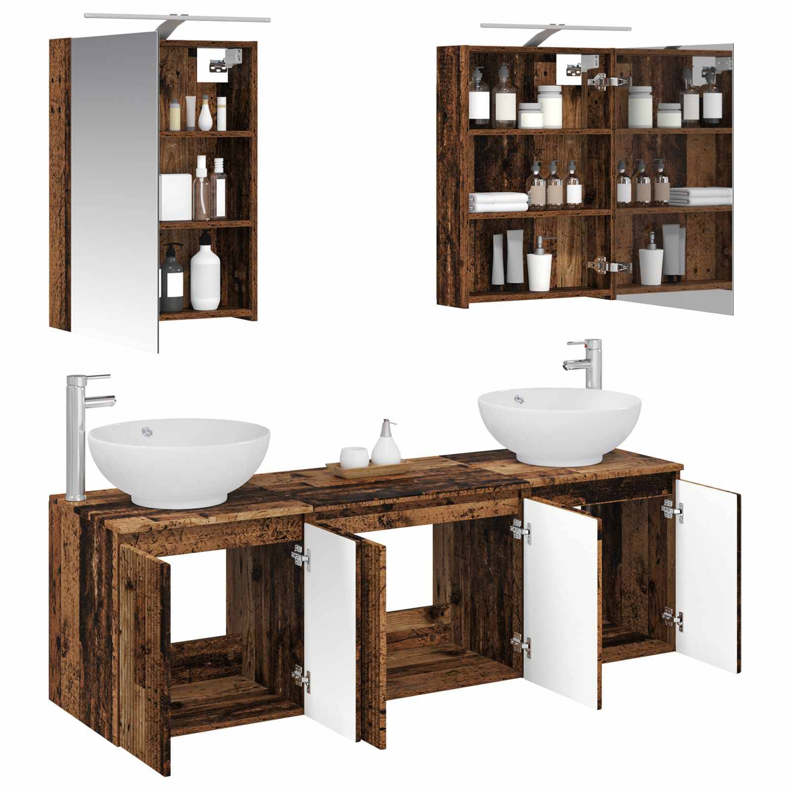 vidaXL Badezimmerschrank-Set 5 pcs Altholz Holzwerkstoff