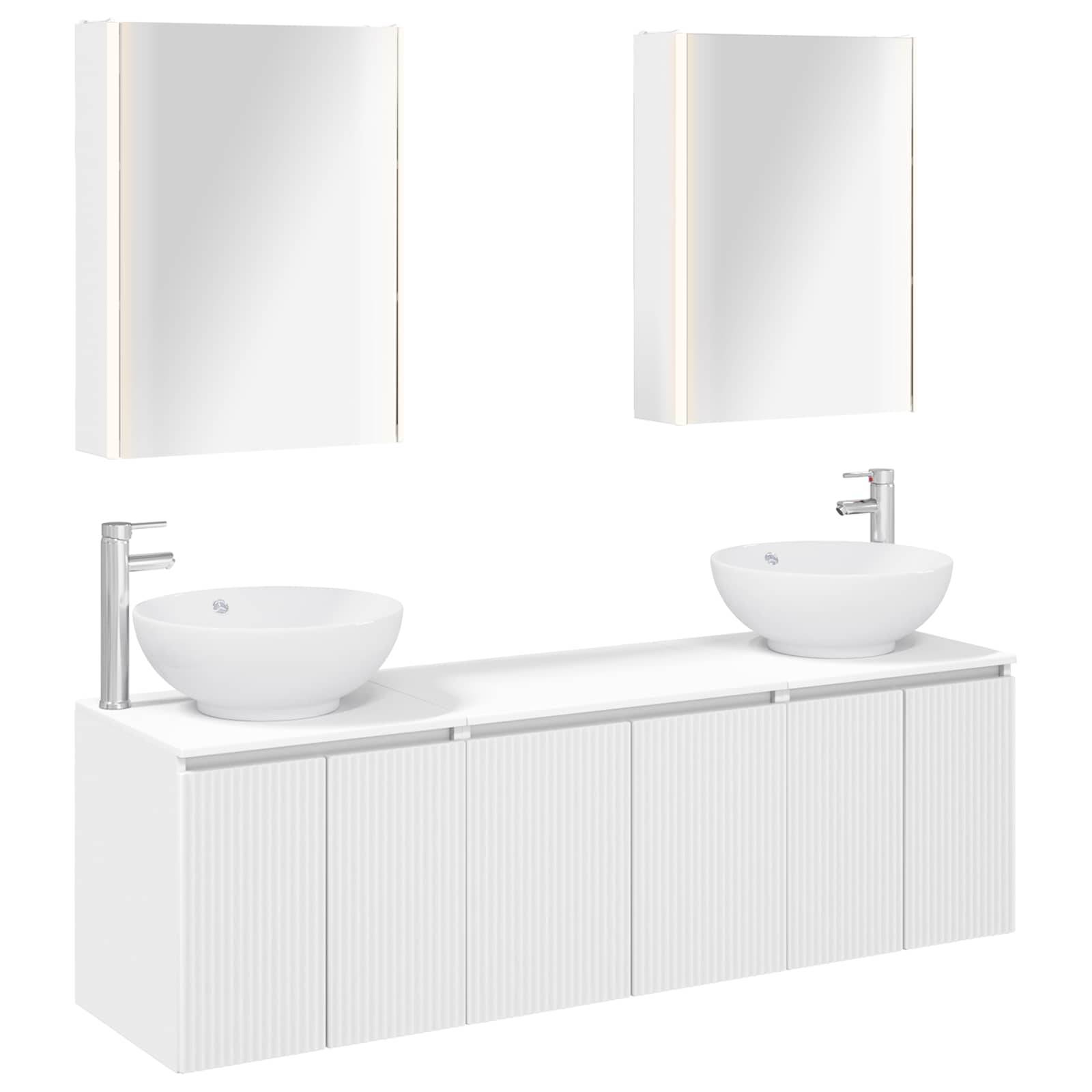 vidaXL Badezimmerschrank-Set 5 pcs Weiß Holzwerkstoff