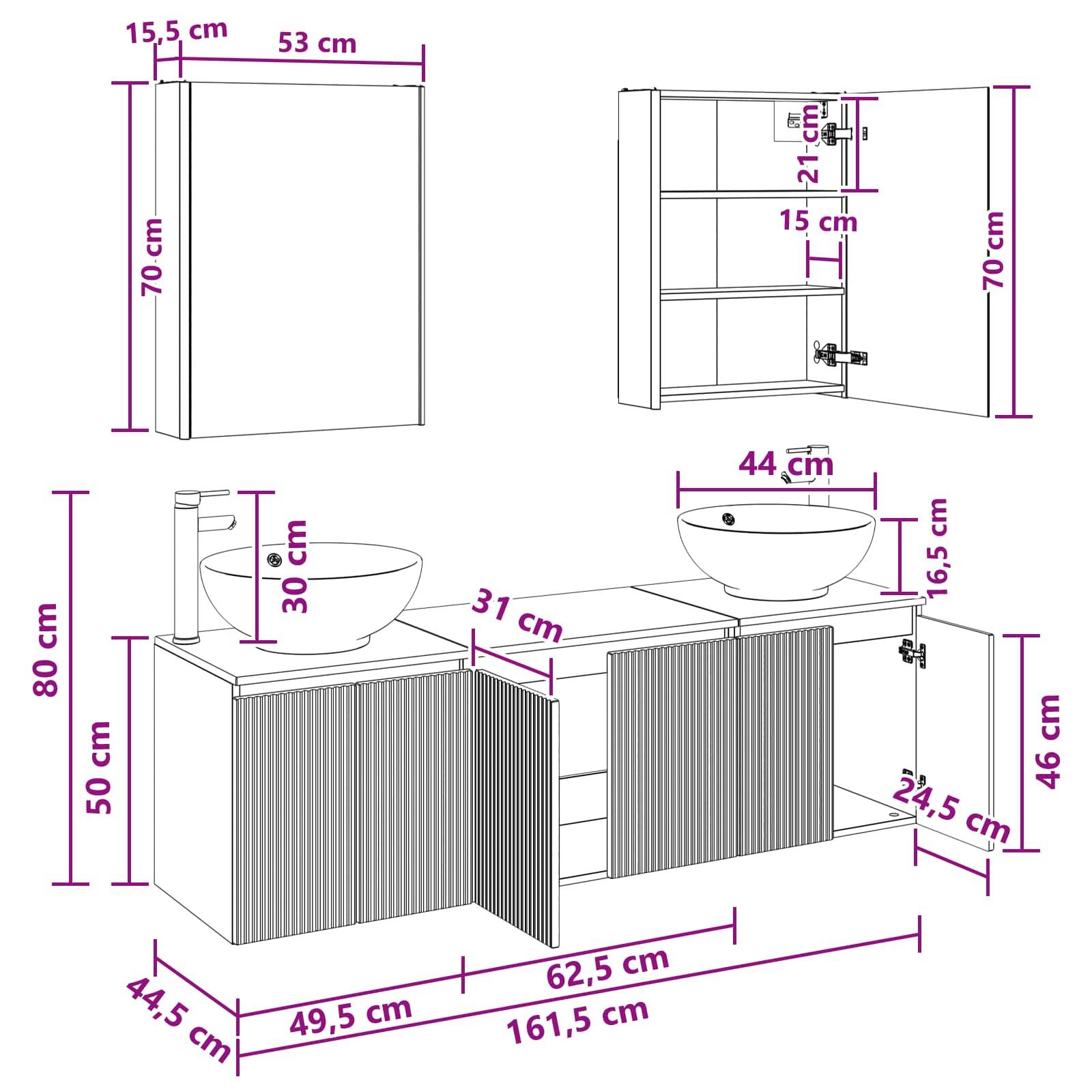 vidaXL Badezimmerschrank-Set 5 pcs Altholz Holzwerkstoff
