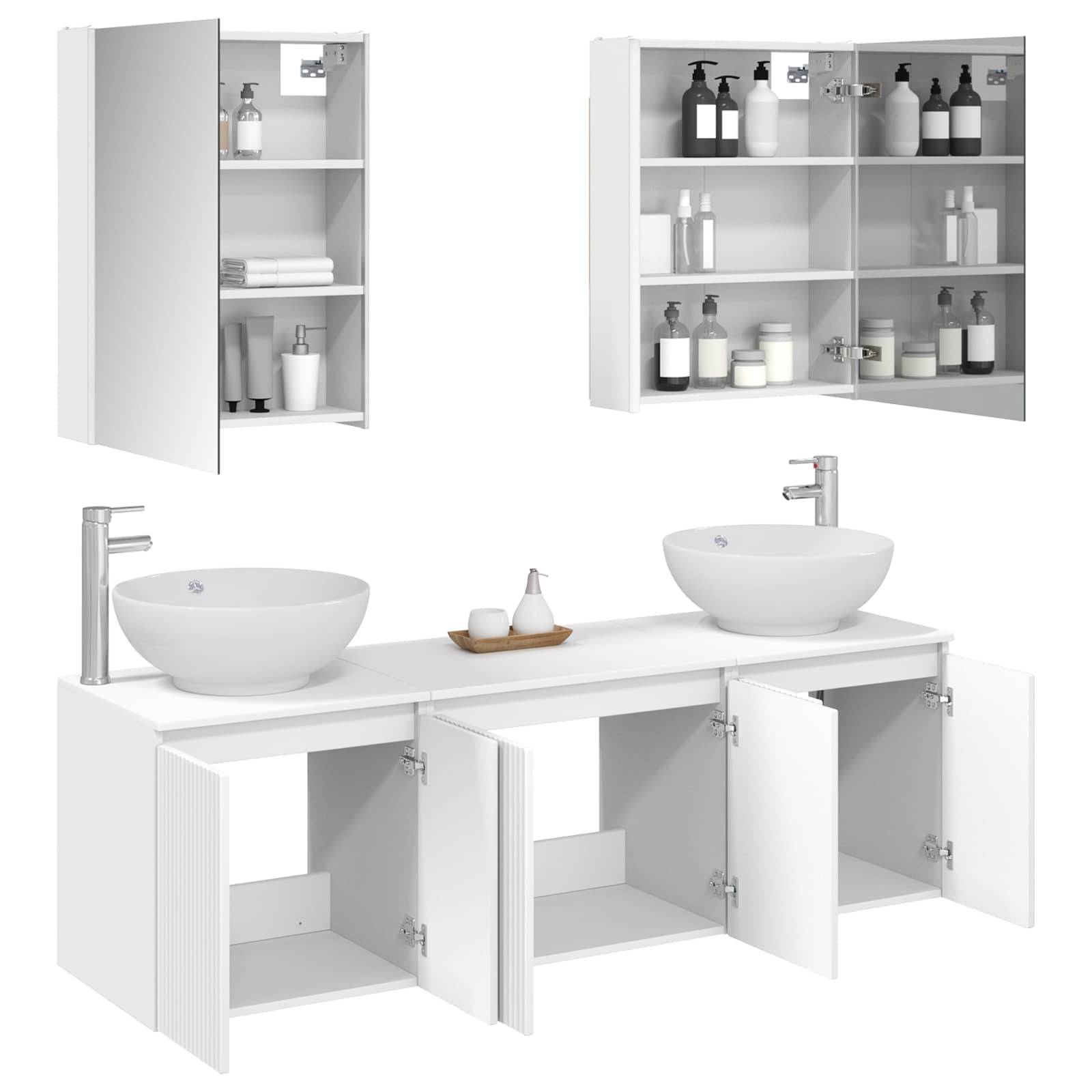 vidaXL Badezimmerschrank-Set 5 pcs Weiß Holzwerkstoff