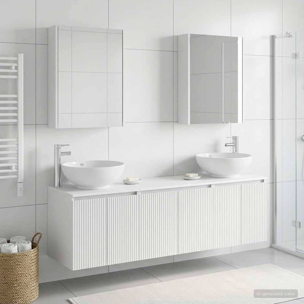 vidaXL Badezimmerschrank-Set 5 pcs Weiß Holzwerkstoff