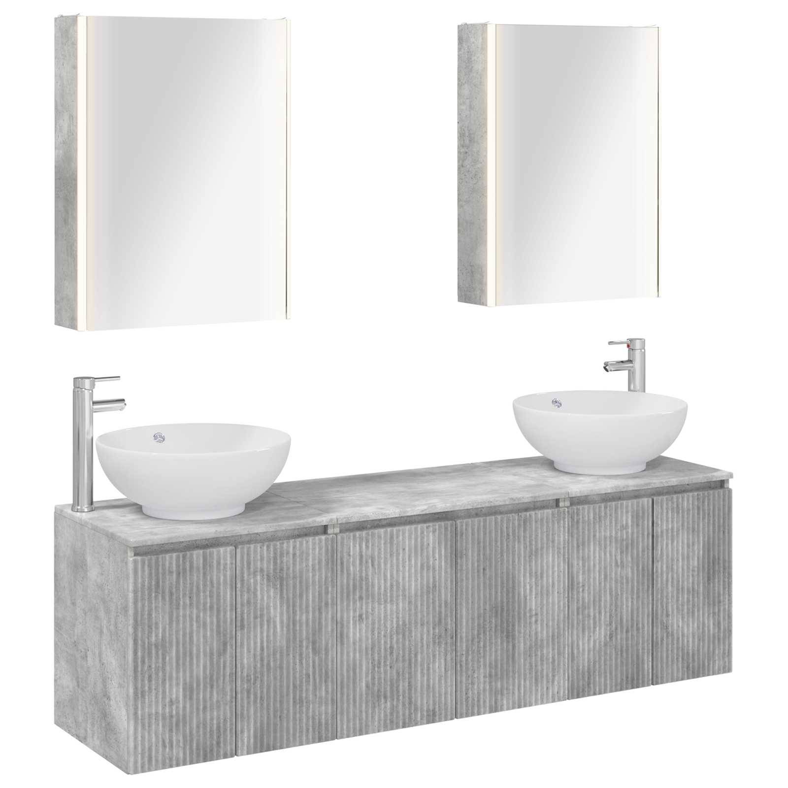 vidaXL Badezimmerschrank-Set 5 pcs Betongrau Holzwerkstoff