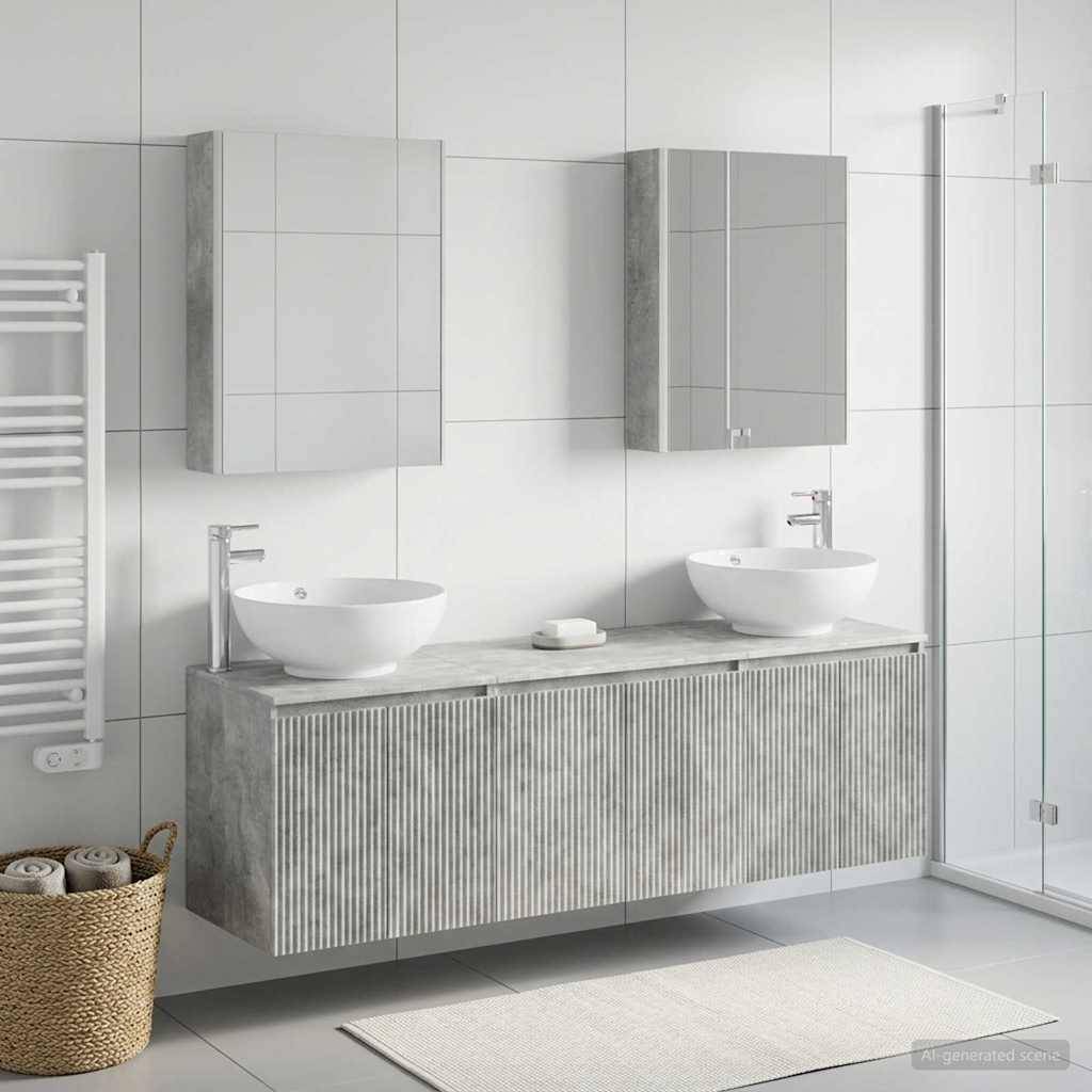 vidaXL Badezimmerschrank-Set 5 pcs Betongrau Holzwerkstoff