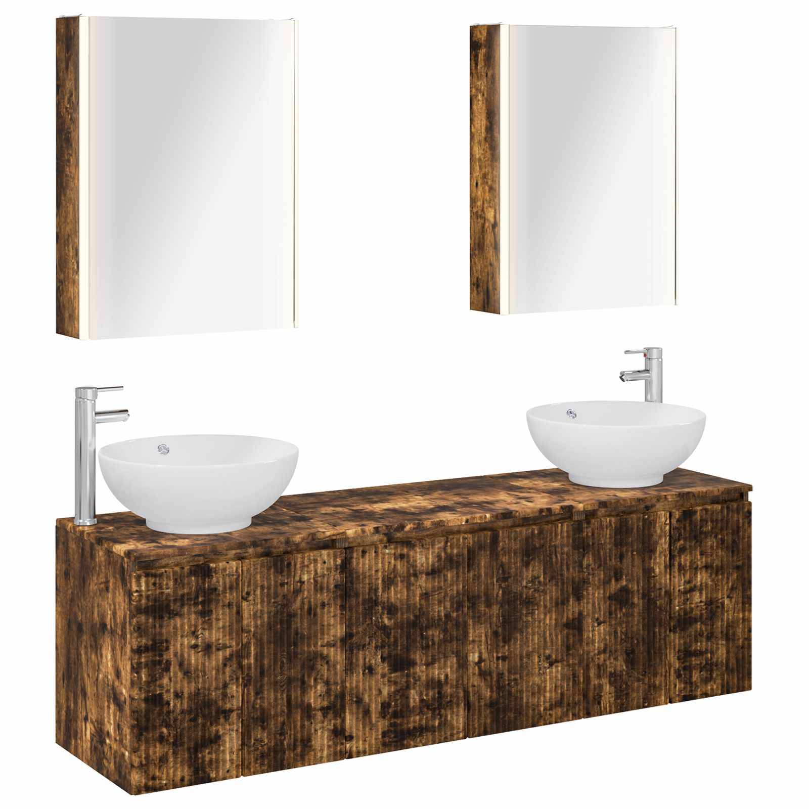 vidaXL Badezimmerschrank-Set 5 pcs Geräucherte Eiche Holzwerkstoff