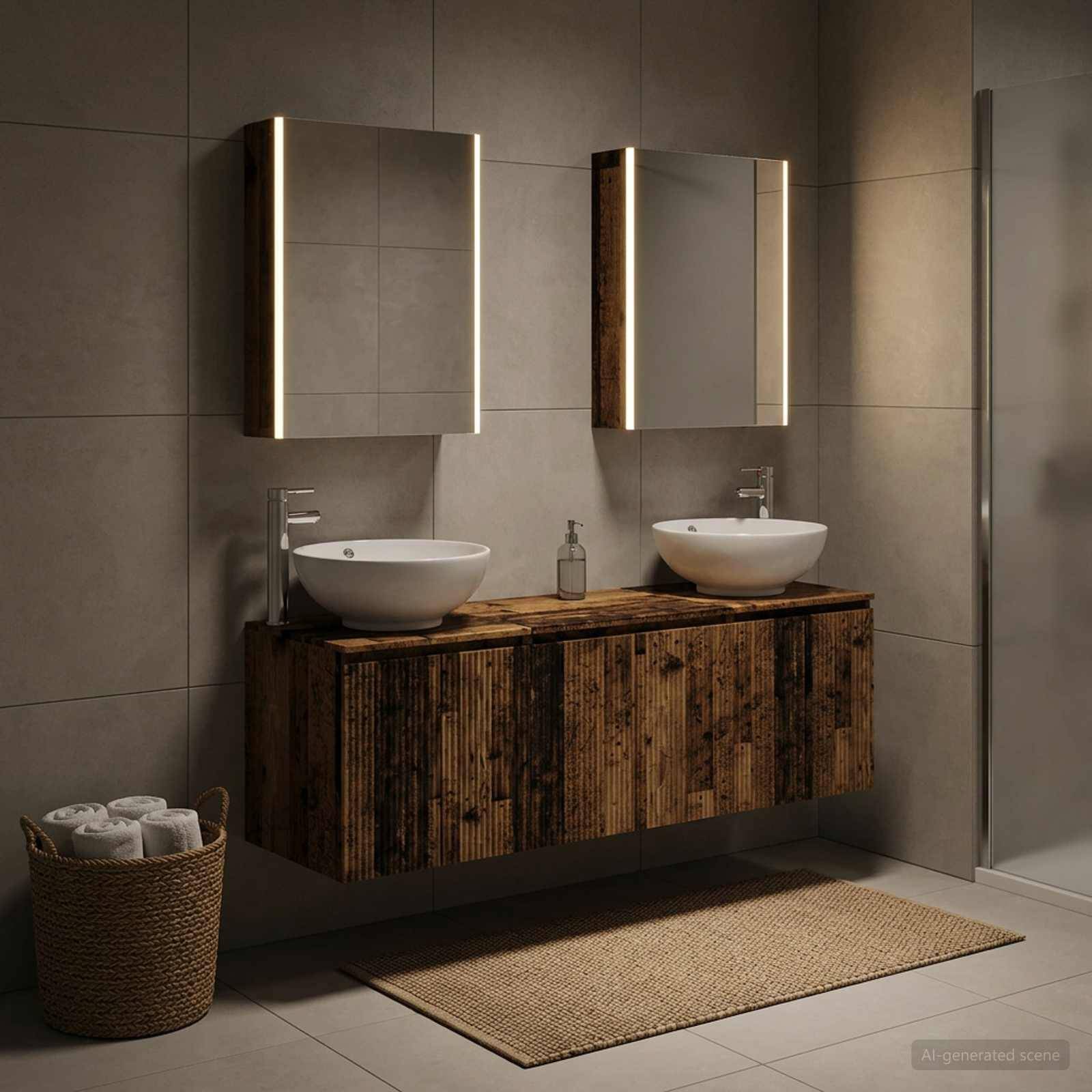 vidaXL Badezimmerschrank-Set 5 pcs Altholz Holzwerkstoff