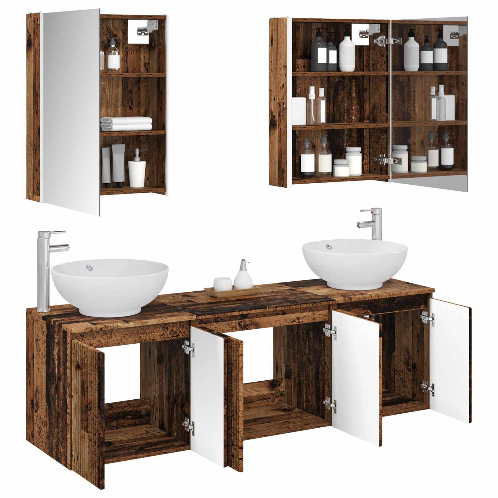 vidaXL Badezimmerschrank-Set 5 pcs Altholz Holzwerkstoff