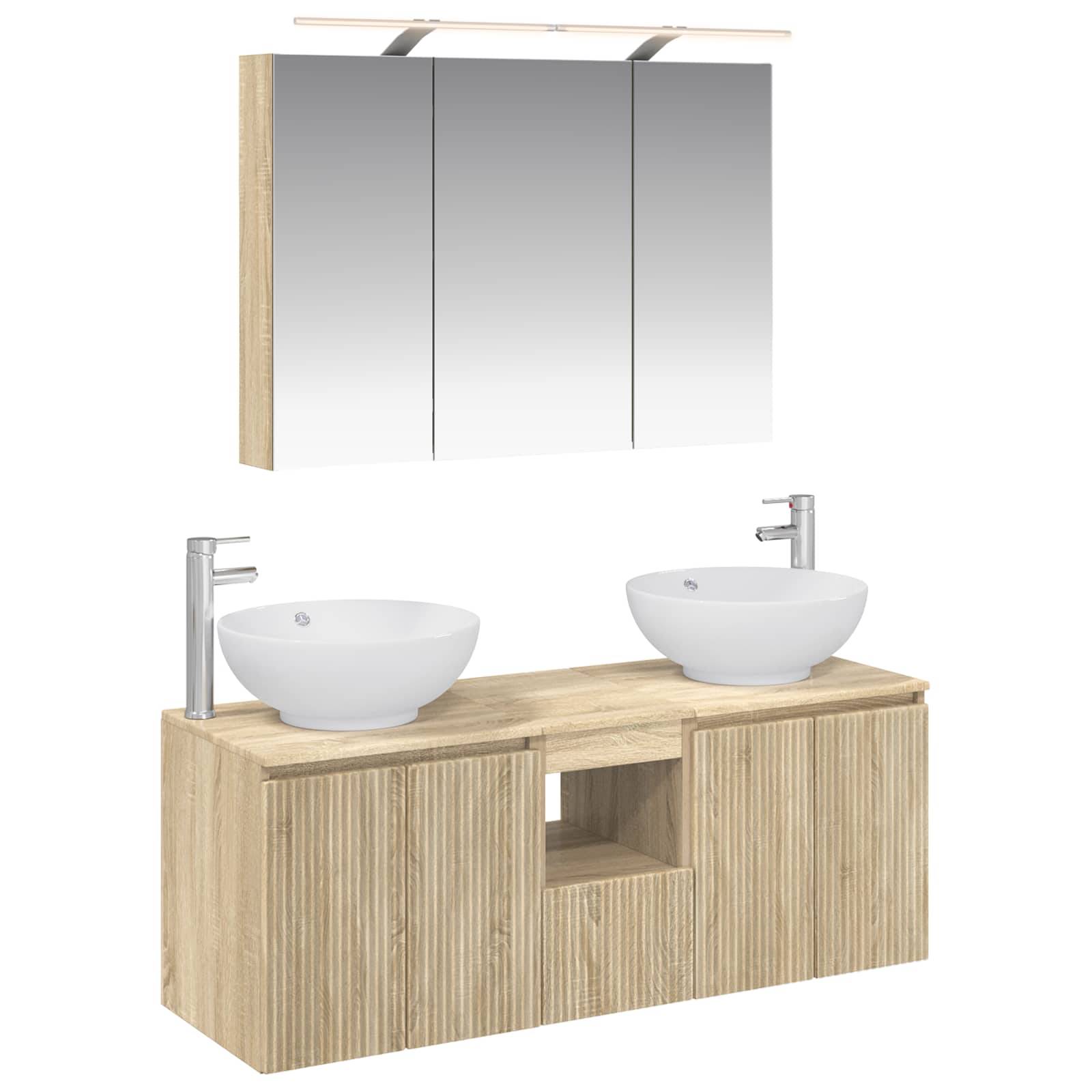 vidaXL Badezimmerschrank-Set 4 pcs Sonoma-Eiche Holzwerkstoff