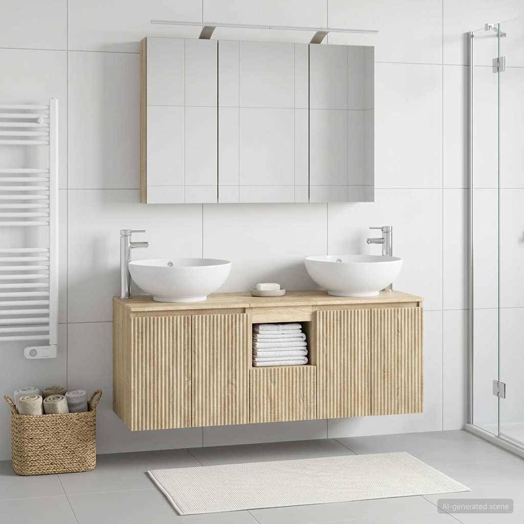 vidaXL Badezimmerschrank-Set 4 pcs Sonoma-Eiche Holzwerkstoff