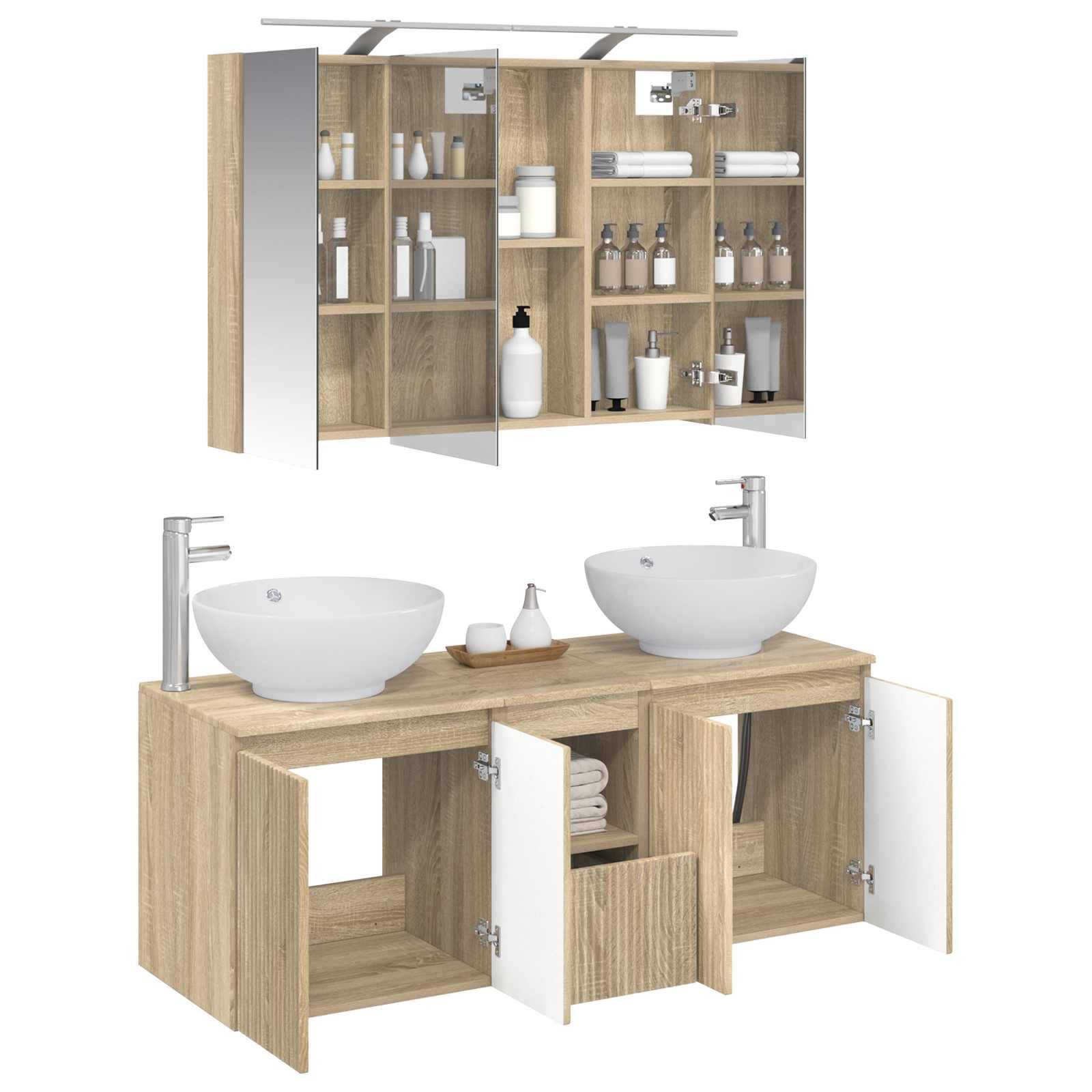 vidaXL Badezimmerschrank-Set 4 pcs Sonoma-Eiche Holzwerkstoff