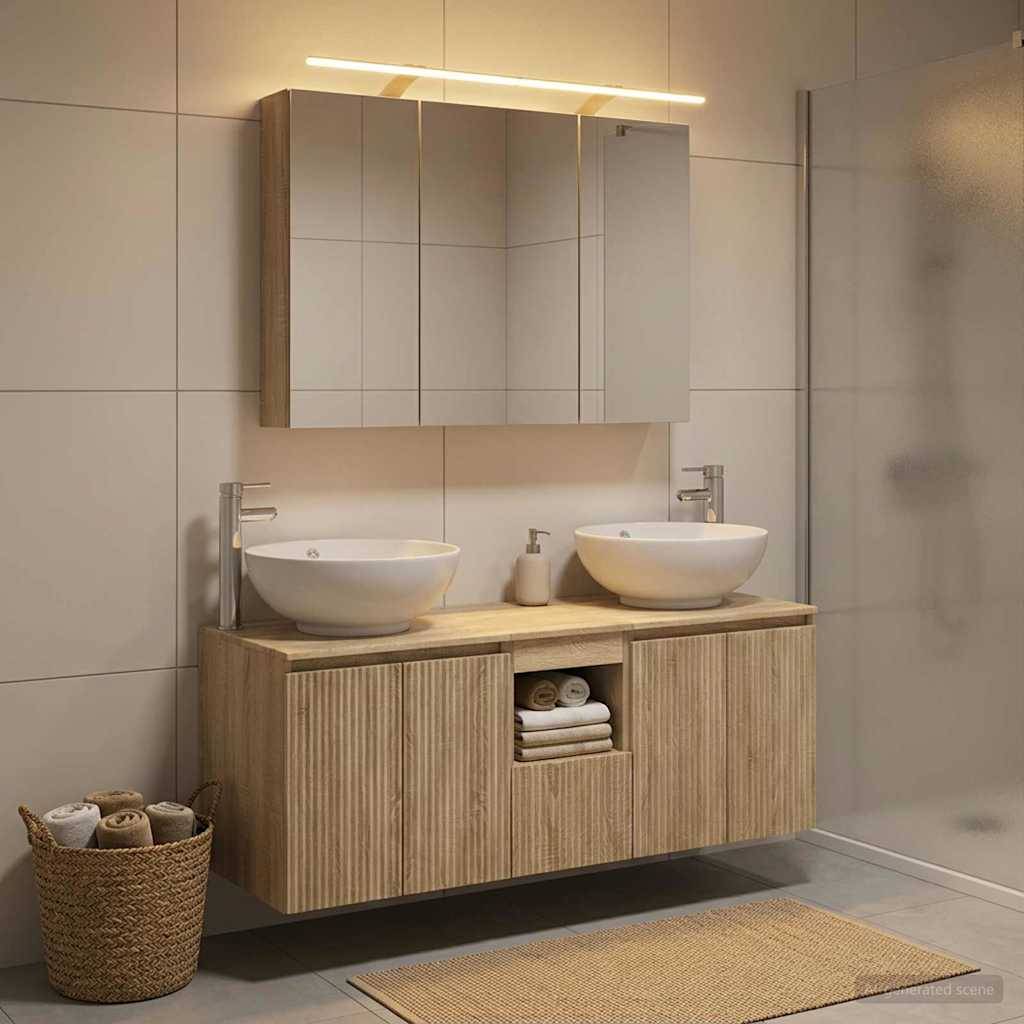 vidaXL Badezimmerschrank-Set 4 pcs Sonoma-Eiche Holzwerkstoff