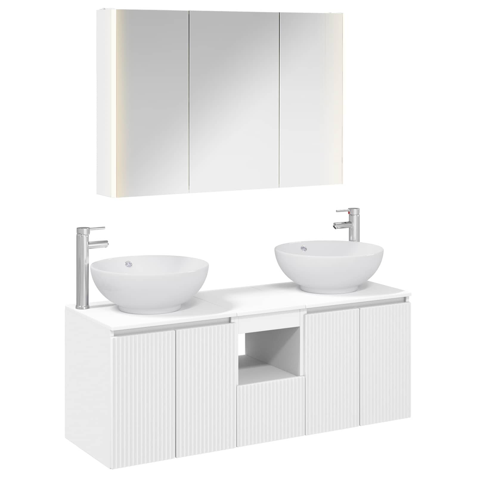 vidaXL Badezimmerschrank-Set 4 pcs Weiß Holzwerkstoff