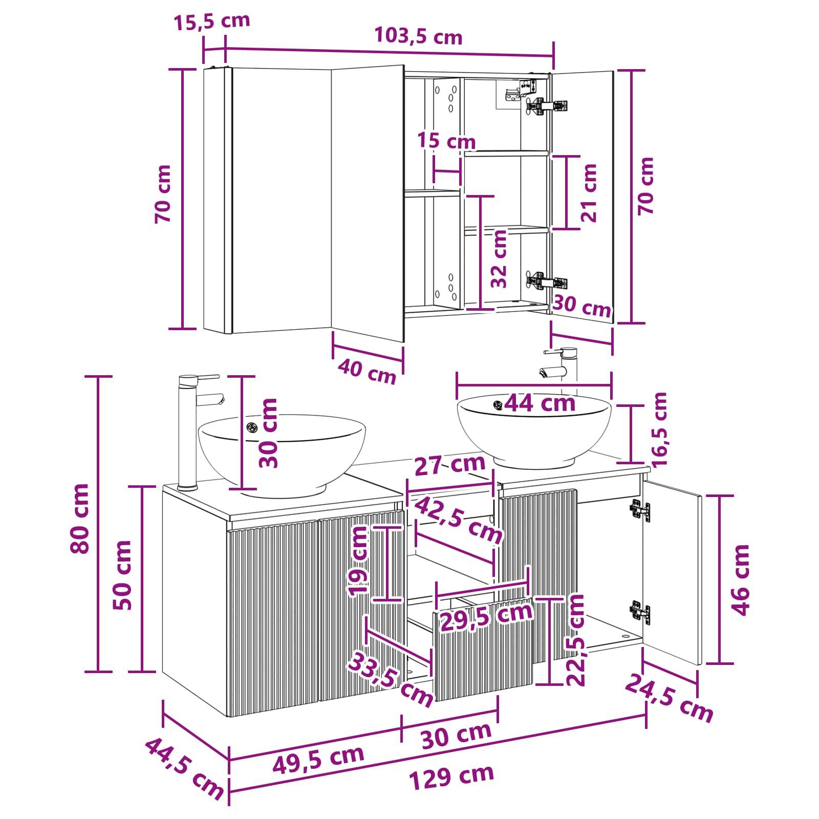 vidaXL Badezimmerschrank-Set 4 Stk. Artisan-Eiche Holzwerkstoff