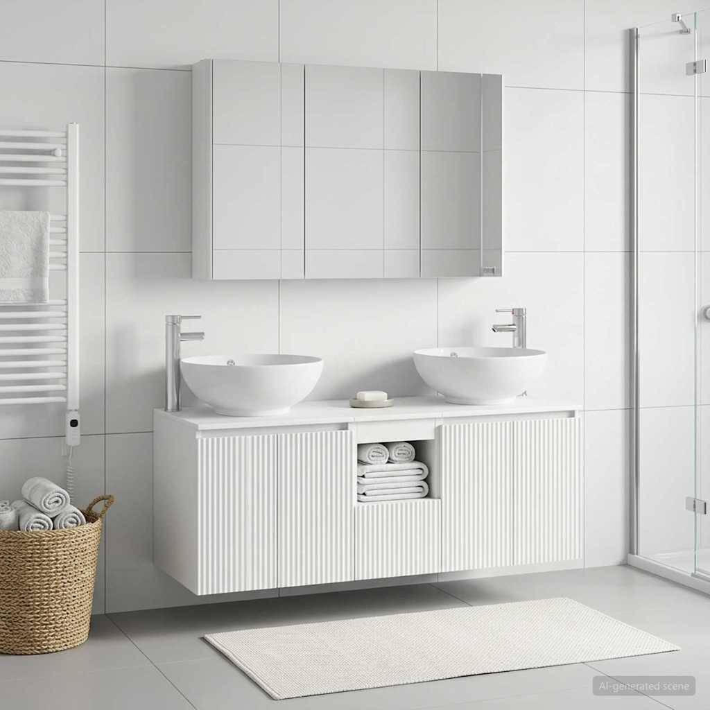 vidaXL Badezimmerschrank-Set 4 pcs Weiß Holzwerkstoff