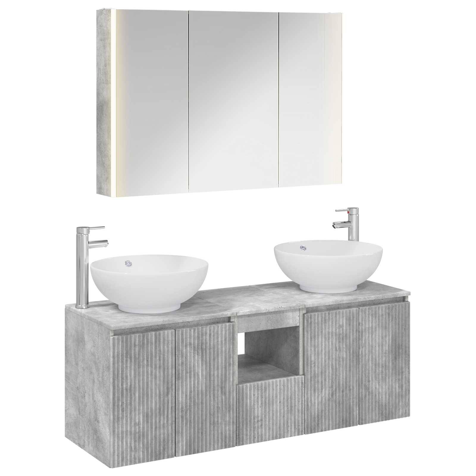 vidaXL Badezimmerschrank-Set 4 pcs Betongrau Holzwerkstoff