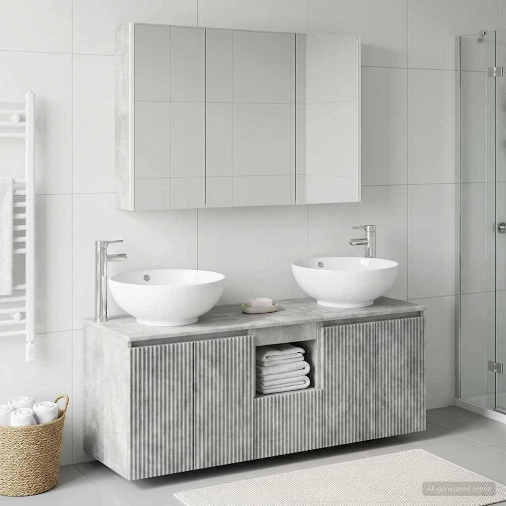 vidaXL Badezimmerschrank-Set 4 pcs Betongrau Holzwerkstoff