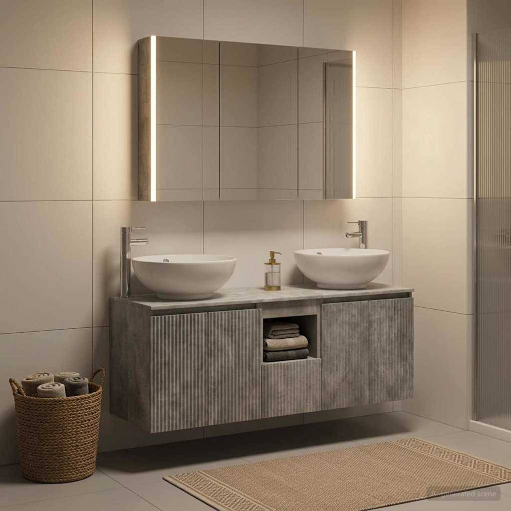 vidaXL Badezimmerschrank-Set 4 pcs Betongrau Holzwerkstoff