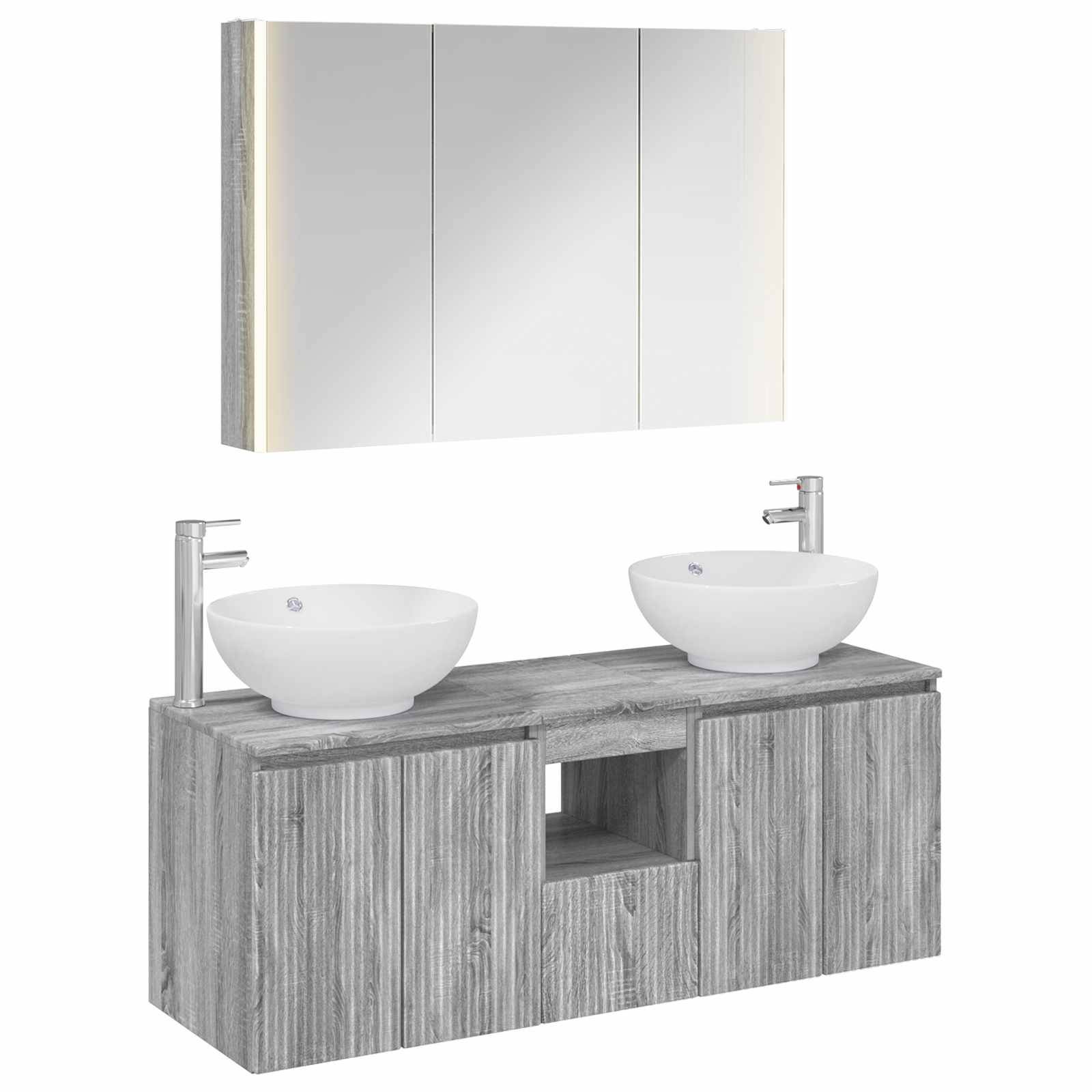 vidaXL Badezimmerschrank-Set 4 pcs Grau Sonoma Holzwerkstoff