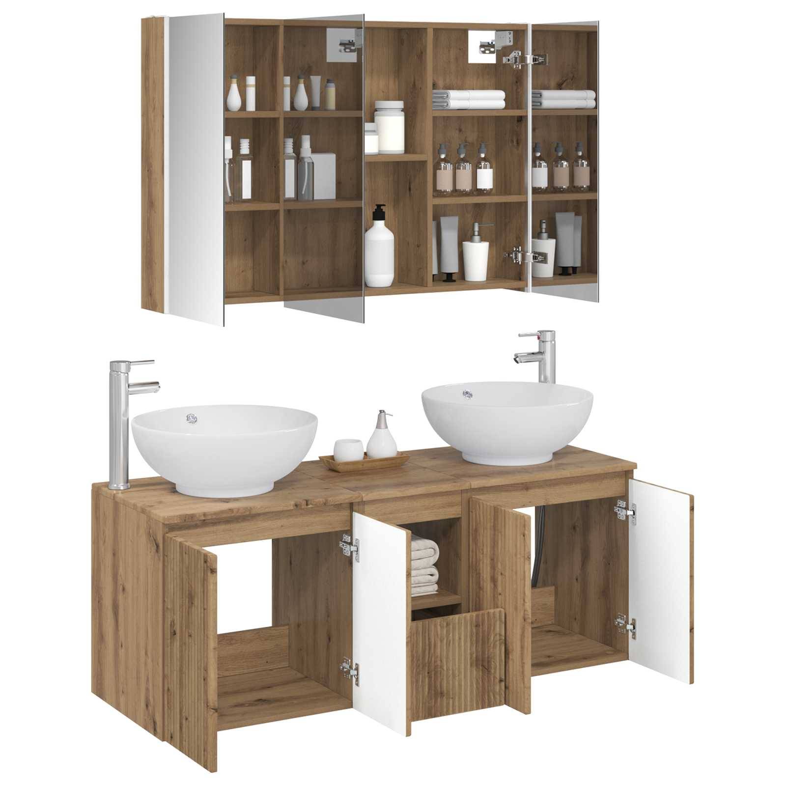 vidaXL Badezimmerschrank-Set 4 Stk. Artisan-Eiche Holzwerkstoff