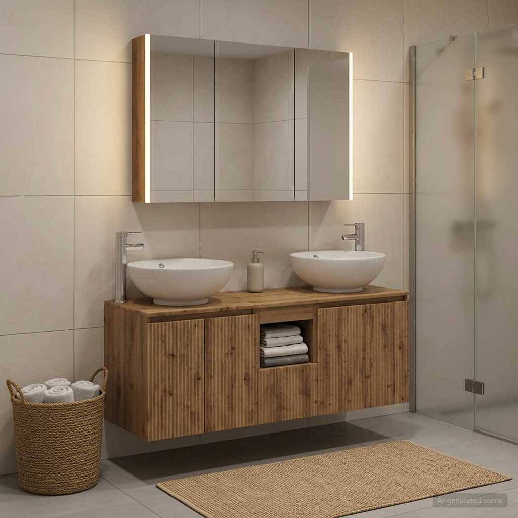 vidaXL Badezimmerschrank-Set 4 Stk. Artisan-Eiche Holzwerkstoff