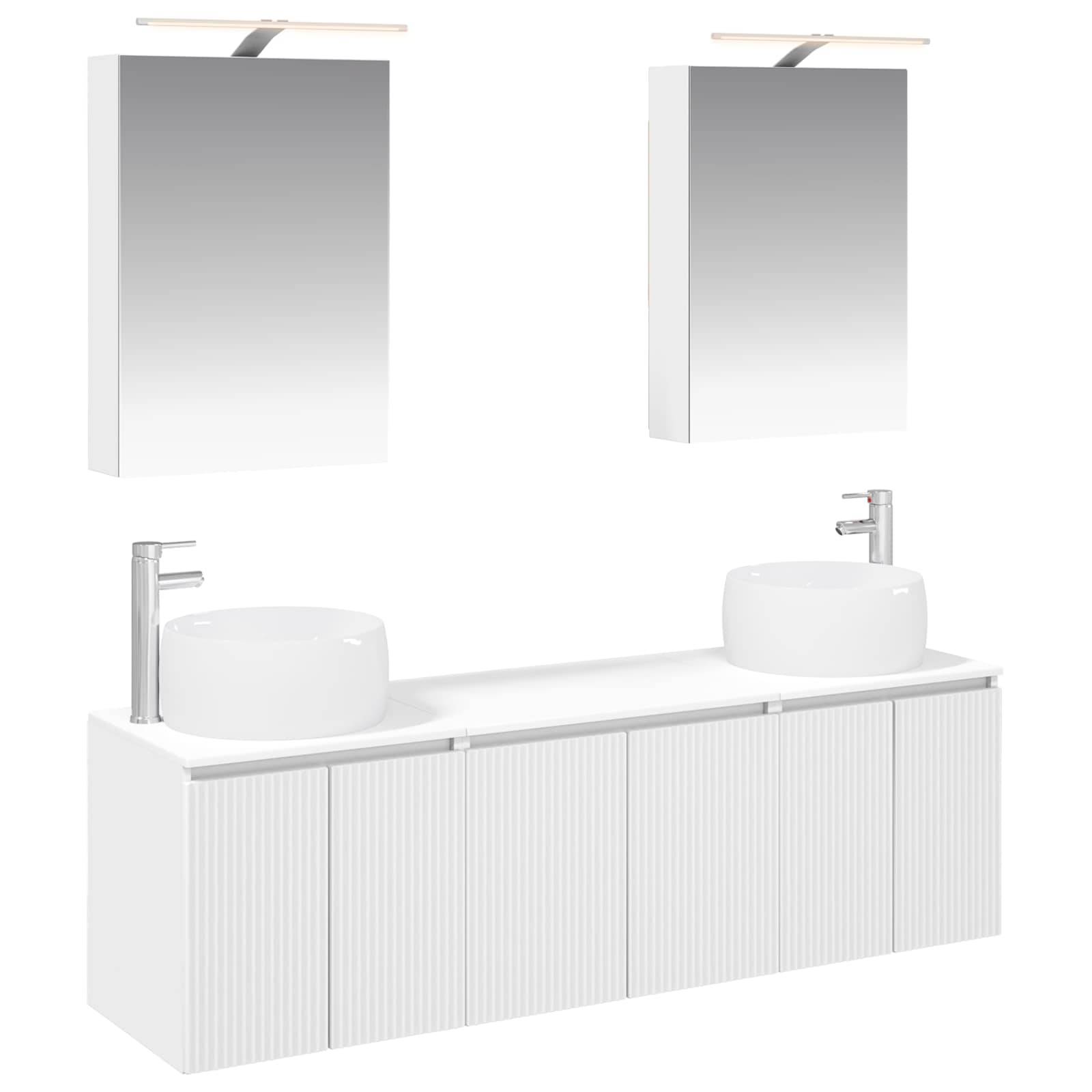 vidaXL Badezimmerschrank-Set 5 pcs Weiß Holzwerkstoff