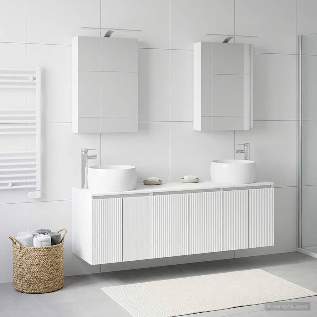 vidaXL Badezimmerschrank-Set 5 pcs Weiß Holzwerkstoff