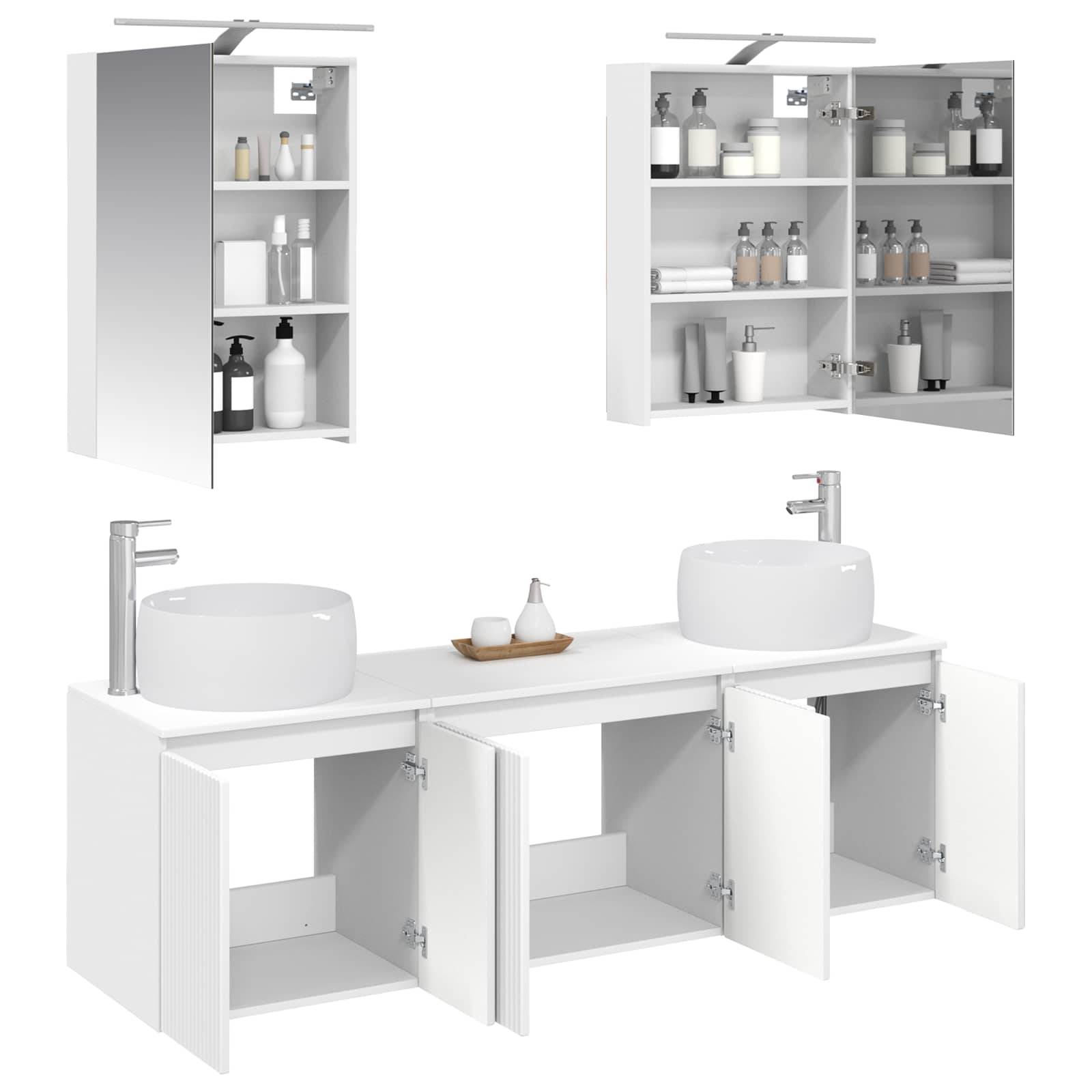 vidaXL Badezimmerschrank-Set 5 pcs Weiß Holzwerkstoff