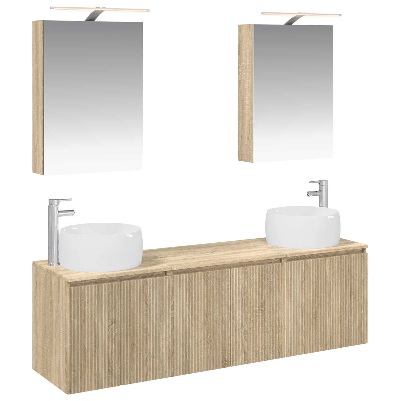 vidaXL Badezimmerschrank-Set 5 pcs Sonoma-Eiche Holzwerkstoff