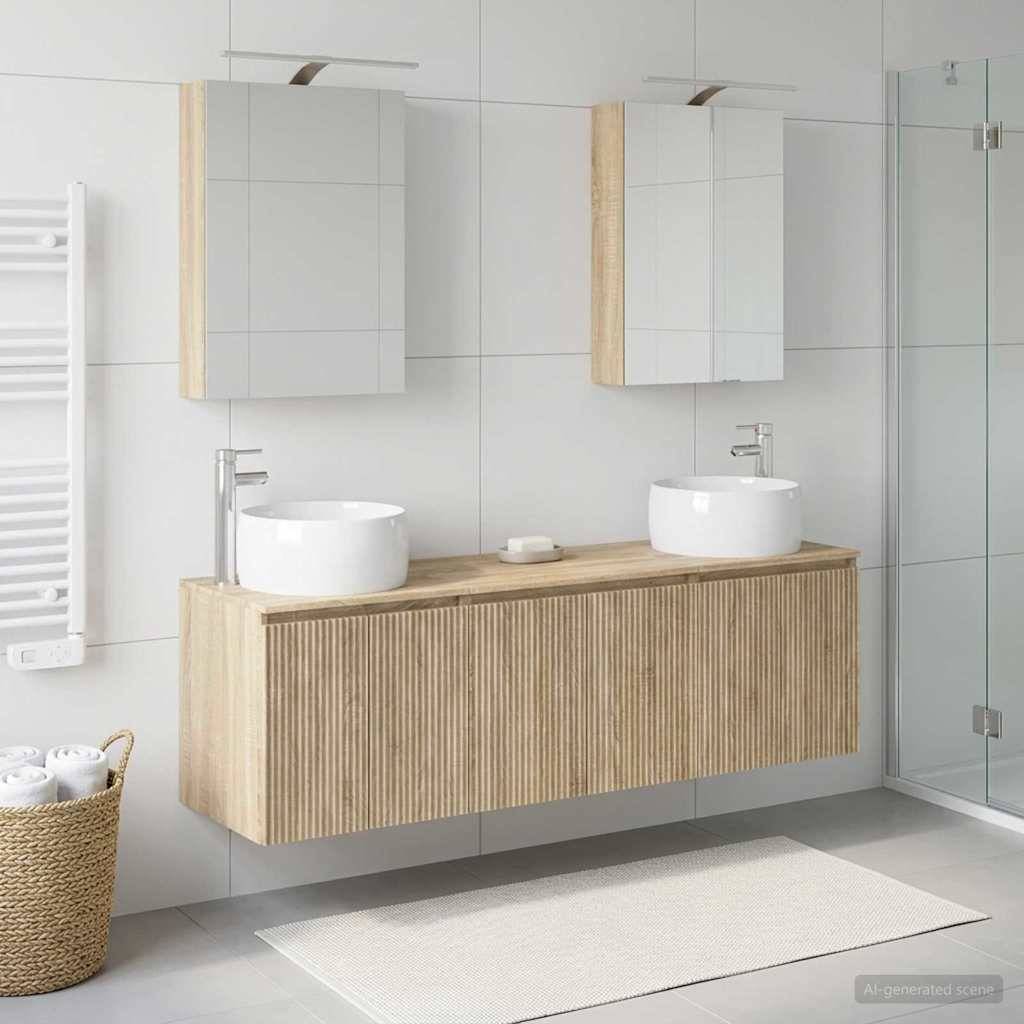 vidaXL Badezimmerschrank-Set 5 pcs Sonoma-Eiche Holzwerkstoff