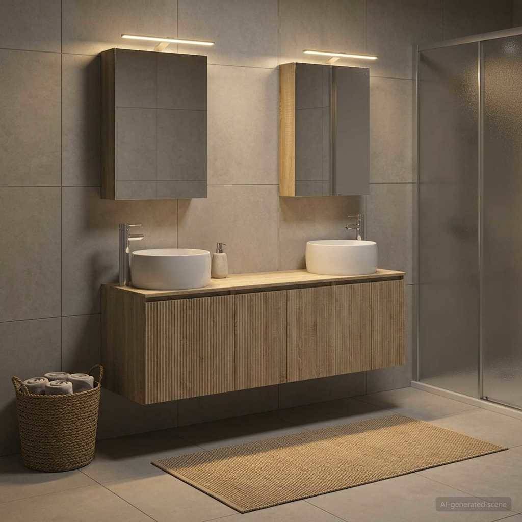 vidaXL Badezimmerschrank-Set 5 pcs Sonoma-Eiche Holzwerkstoff