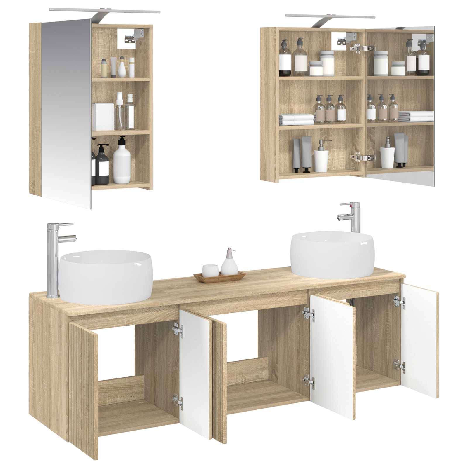 vidaXL Badezimmerschrank-Set 5 pcs Sonoma-Eiche Holzwerkstoff