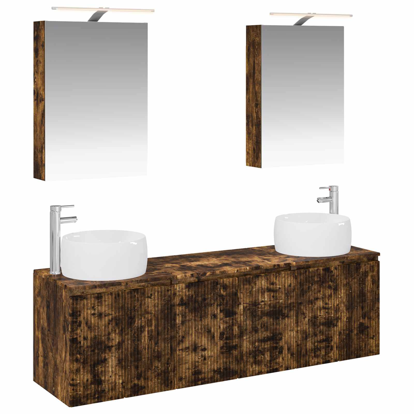 vidaXL Badezimmerschrank-Set 5 pcs Geräucherte Eiche Holzwerkstoff