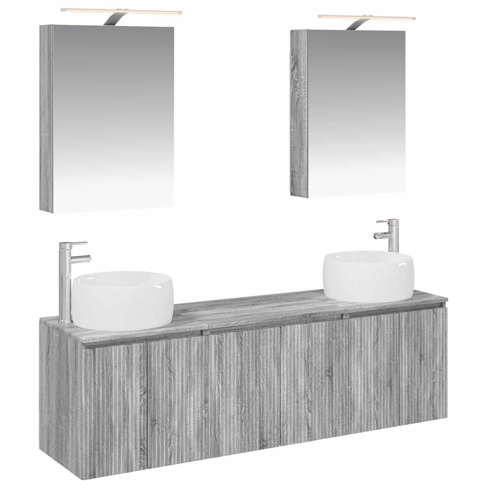 vidaXL Badezimmerschrank-Set 5 pcs Grau Sonoma Holzwerkstoff