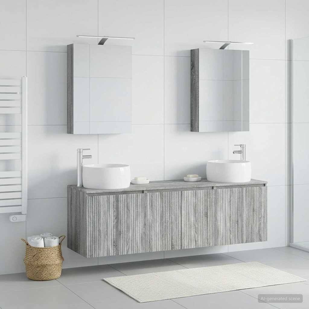 vidaXL Badezimmerschrank-Set 5 pcs Grau Sonoma Holzwerkstoff