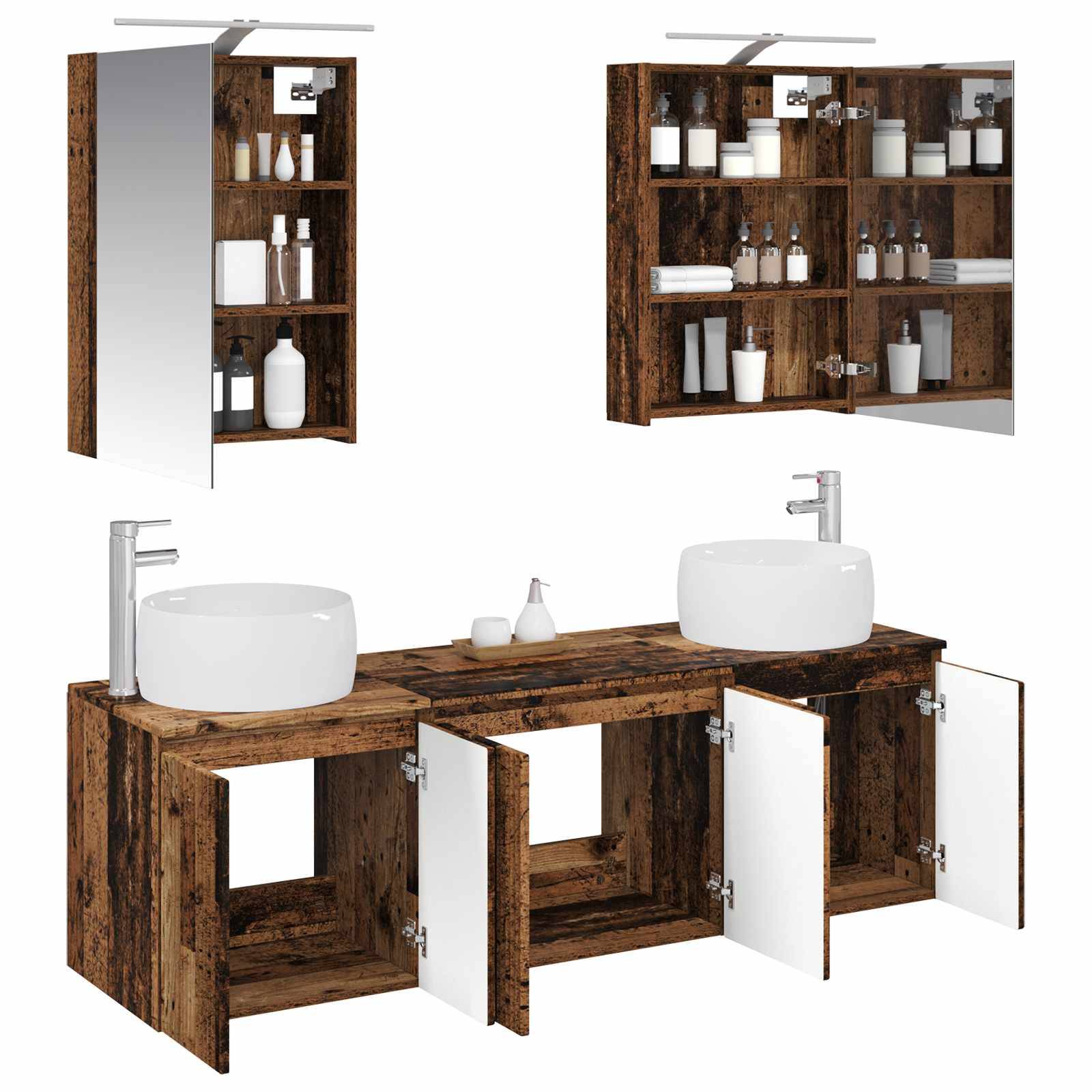 vidaXL Badezimmerschrank-Set 5 pcs Altholz Holzwerkstoff