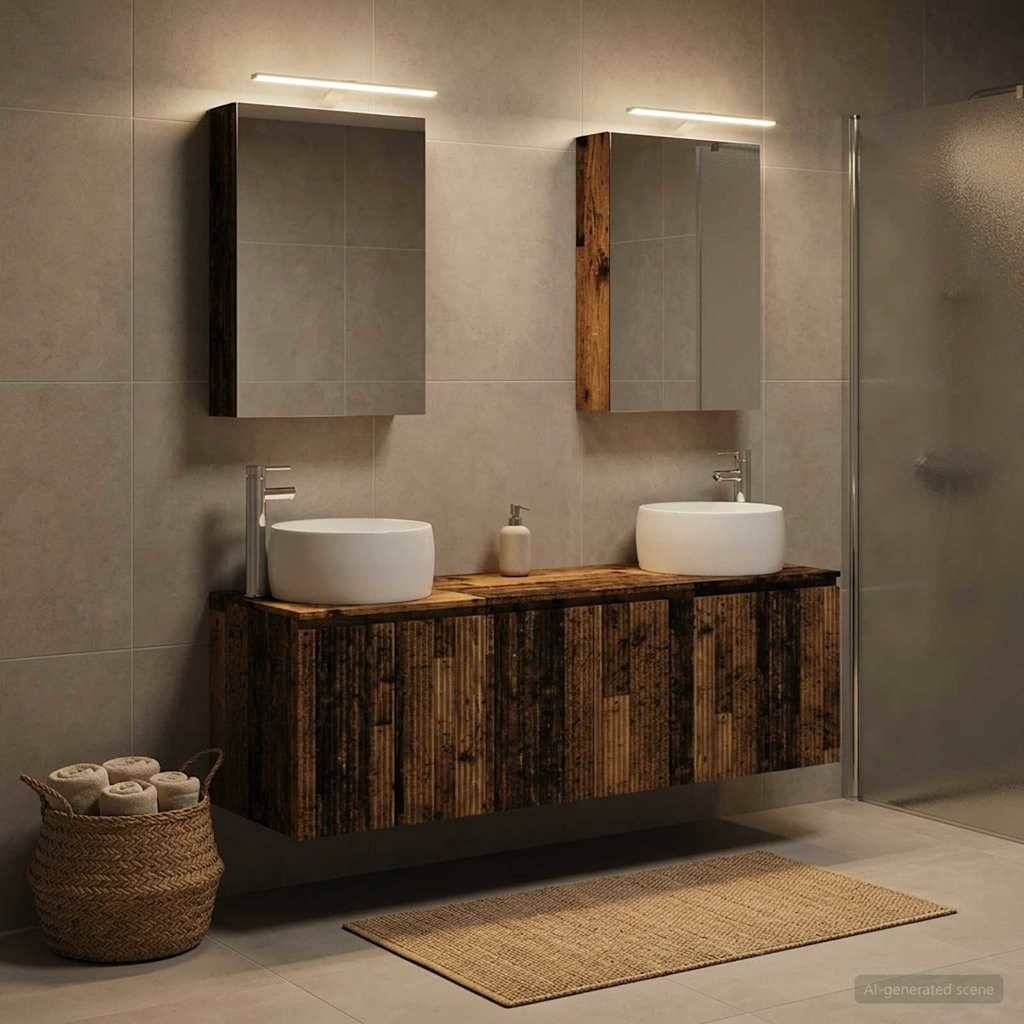 vidaXL Badezimmerschrank-Set 5 pcs Altholz Holzwerkstoff