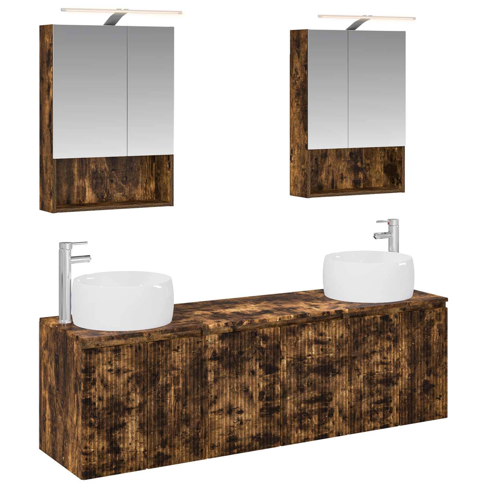 vidaXL Badezimmerschrank-Set 5 pcs Geräucherte Eiche Holzwerkstoff
