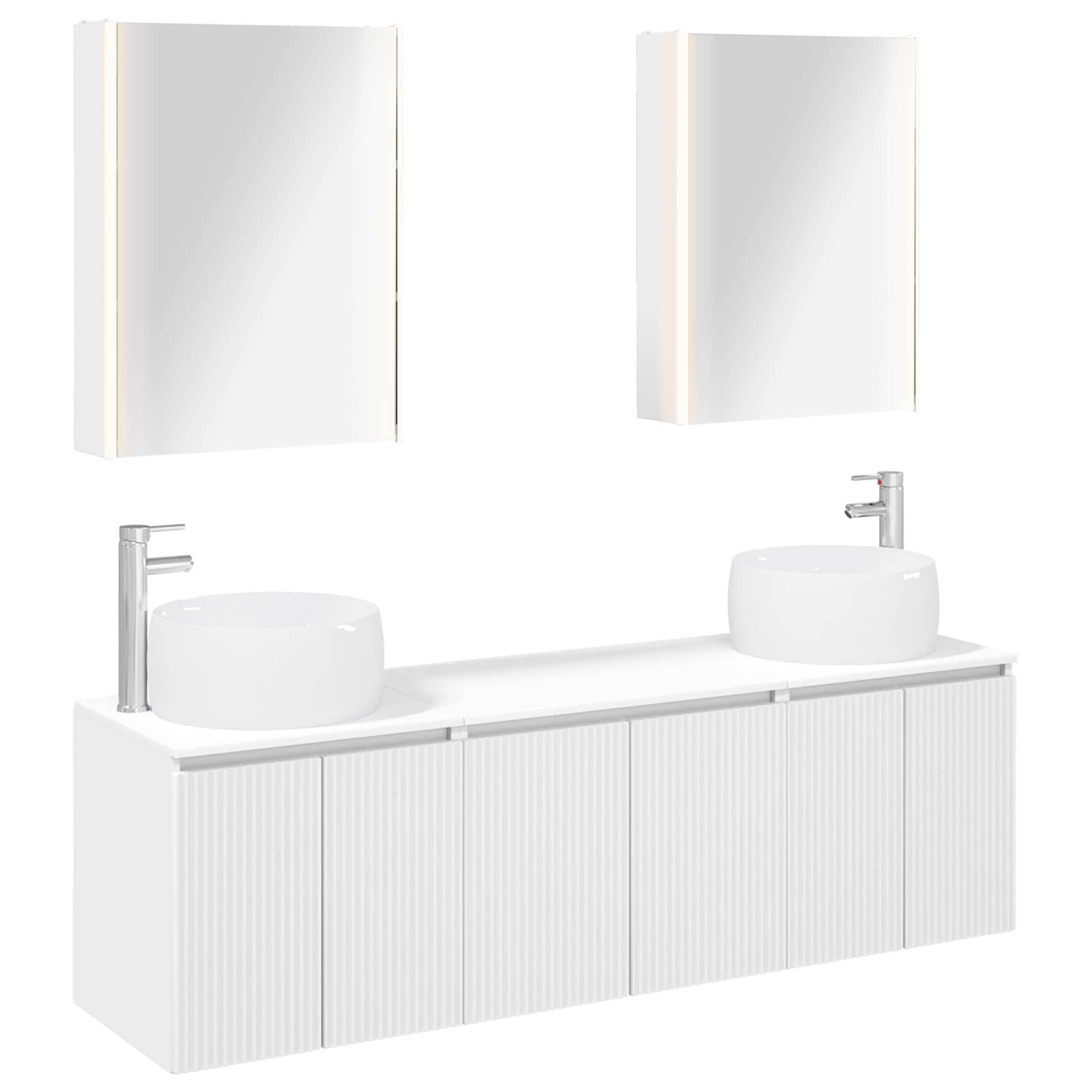 vidaXL Badezimmerschrank-Set 5 pcs Weiß Holzwerkstoff