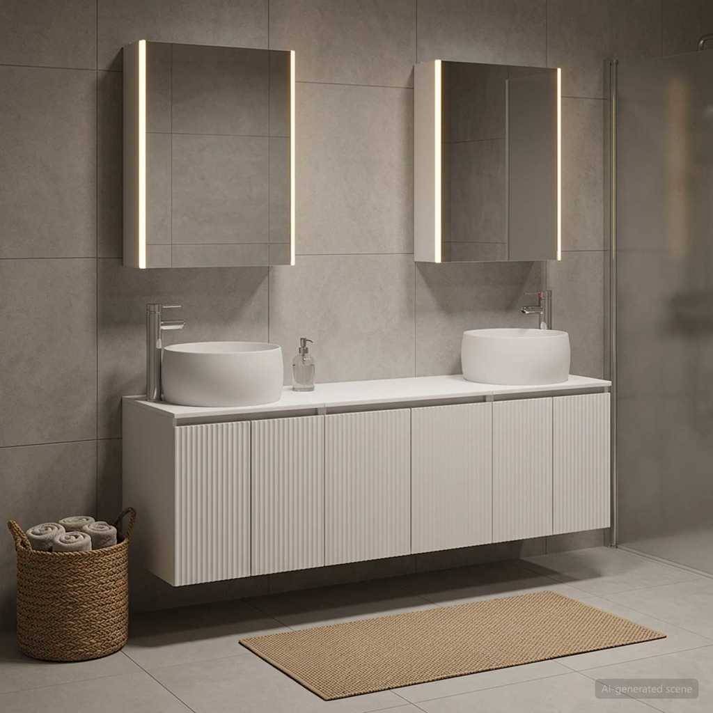 vidaXL Badezimmerschrank-Set 5 pcs Weiß Holzwerkstoff