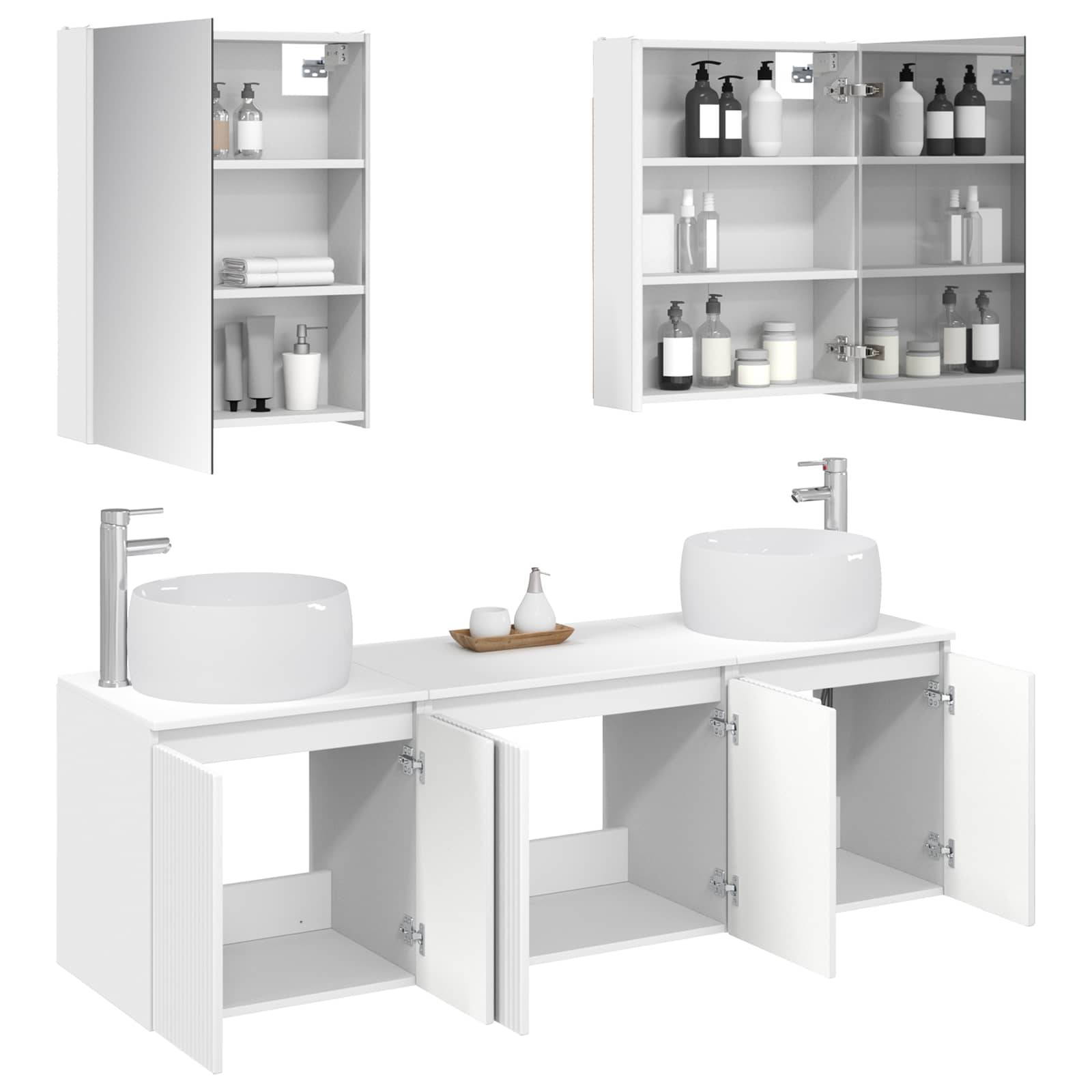 vidaXL Badezimmerschrank-Set 5 pcs Weiß Holzwerkstoff