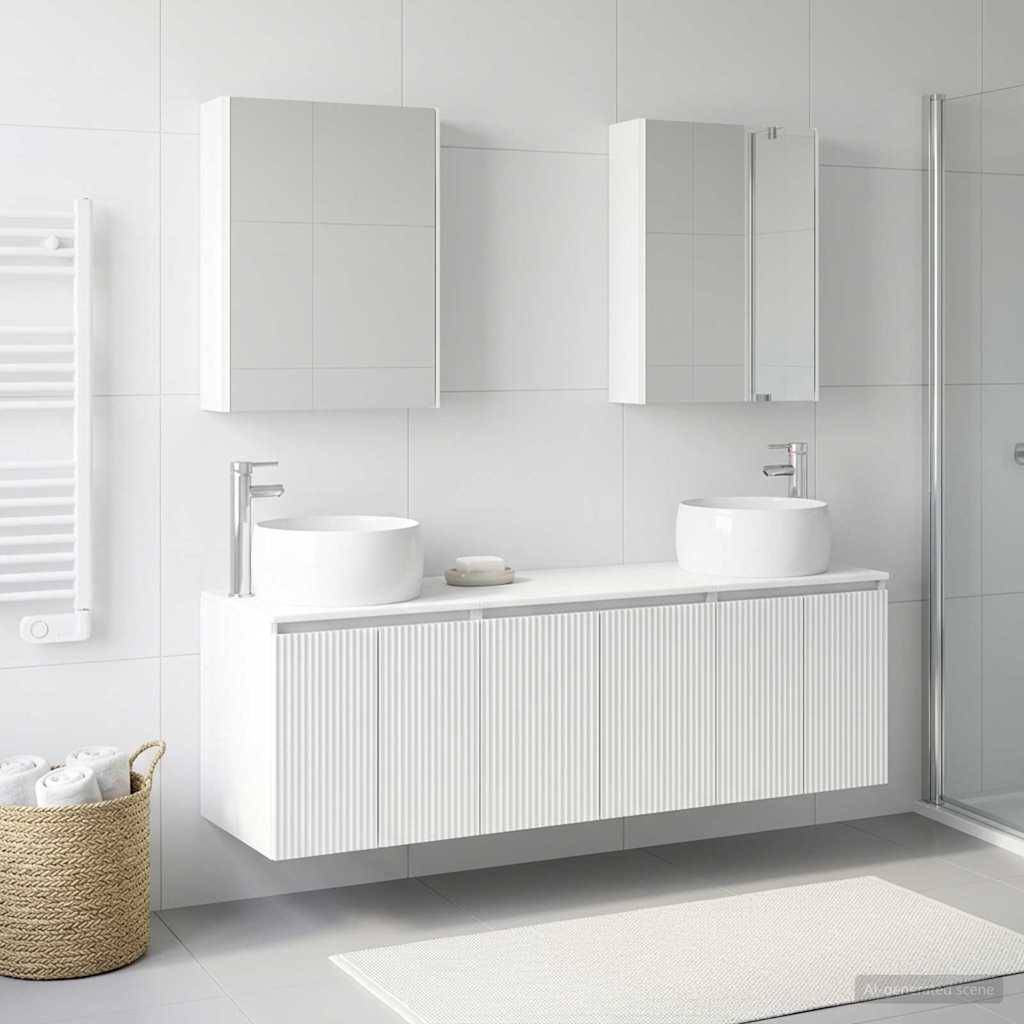 vidaXL Badezimmerschrank-Set 5 pcs Weiß Holzwerkstoff