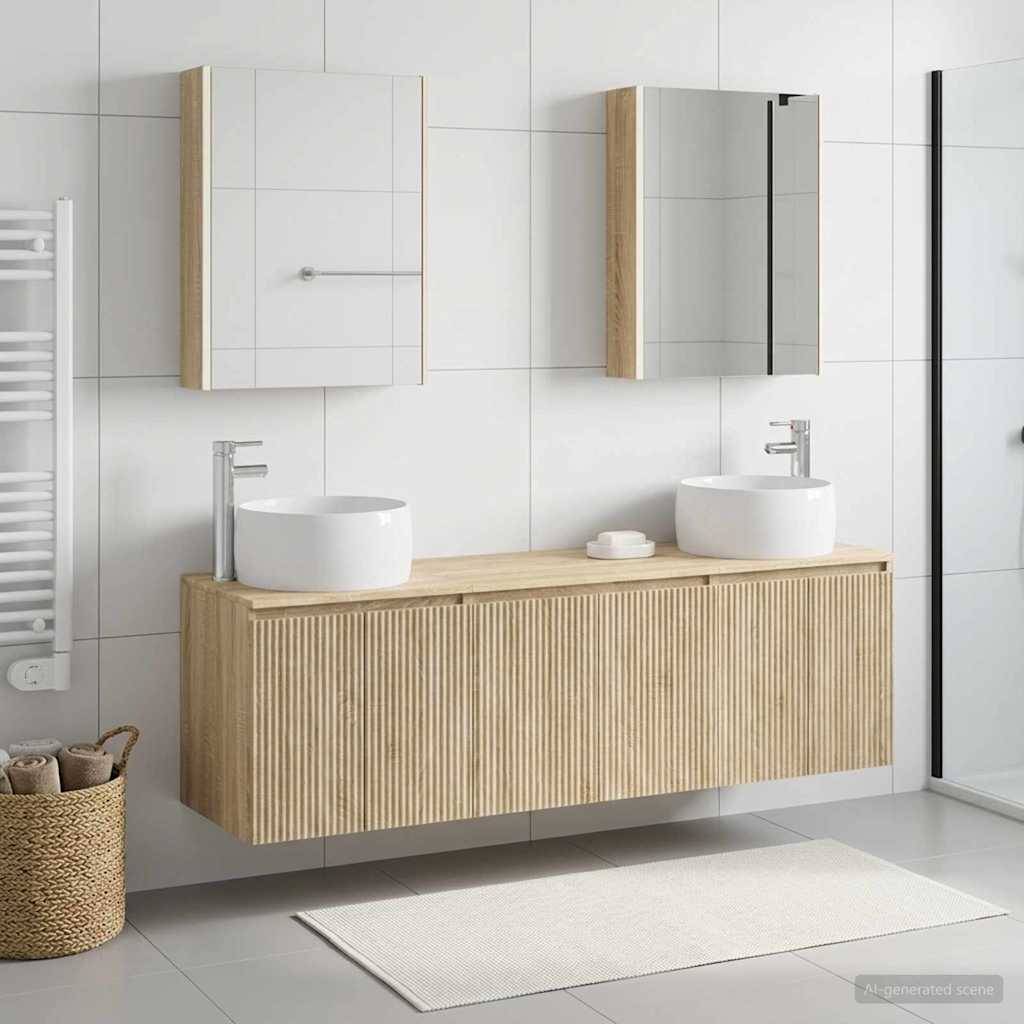 vidaXL Badezimmerschrank-Set 5 pcs Sonoma-Eiche Holzwerkstoff