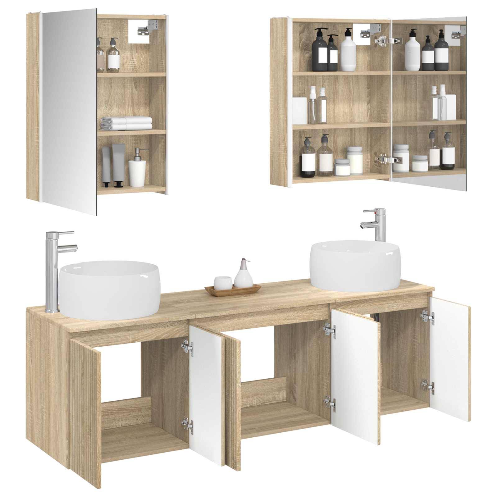 vidaXL Badezimmerschrank-Set 5 pcs Sonoma-Eiche Holzwerkstoff
