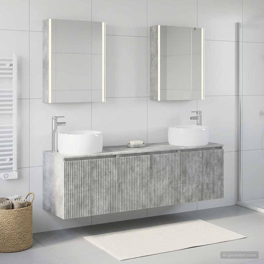 vidaXL Badezimmerschrank-Set 5 pcs Betongrau Holzwerkstoff