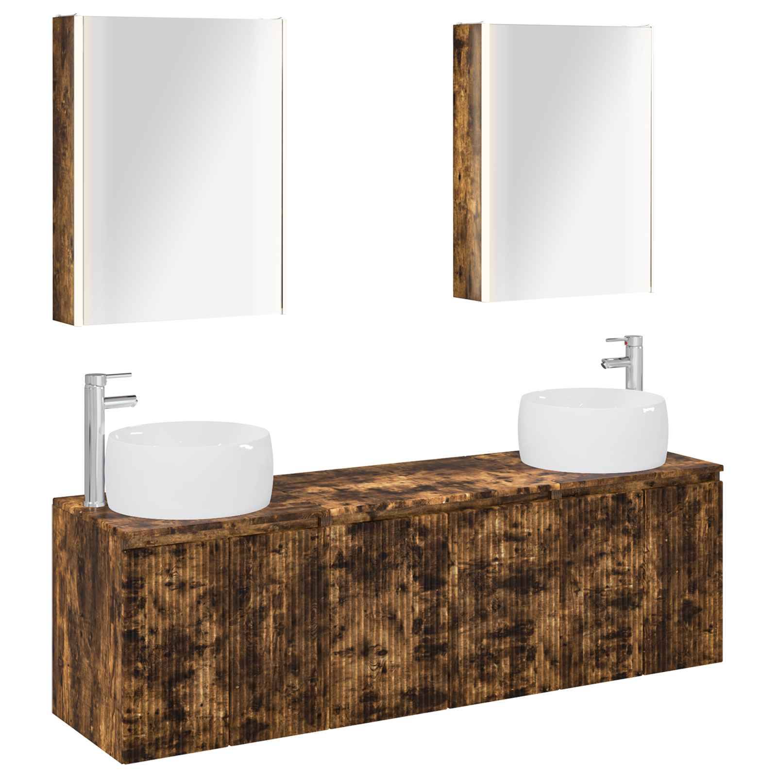 vidaXL Badezimmerschrank-Set 5 pcs Geräucherte Eiche Holzwerkstoff