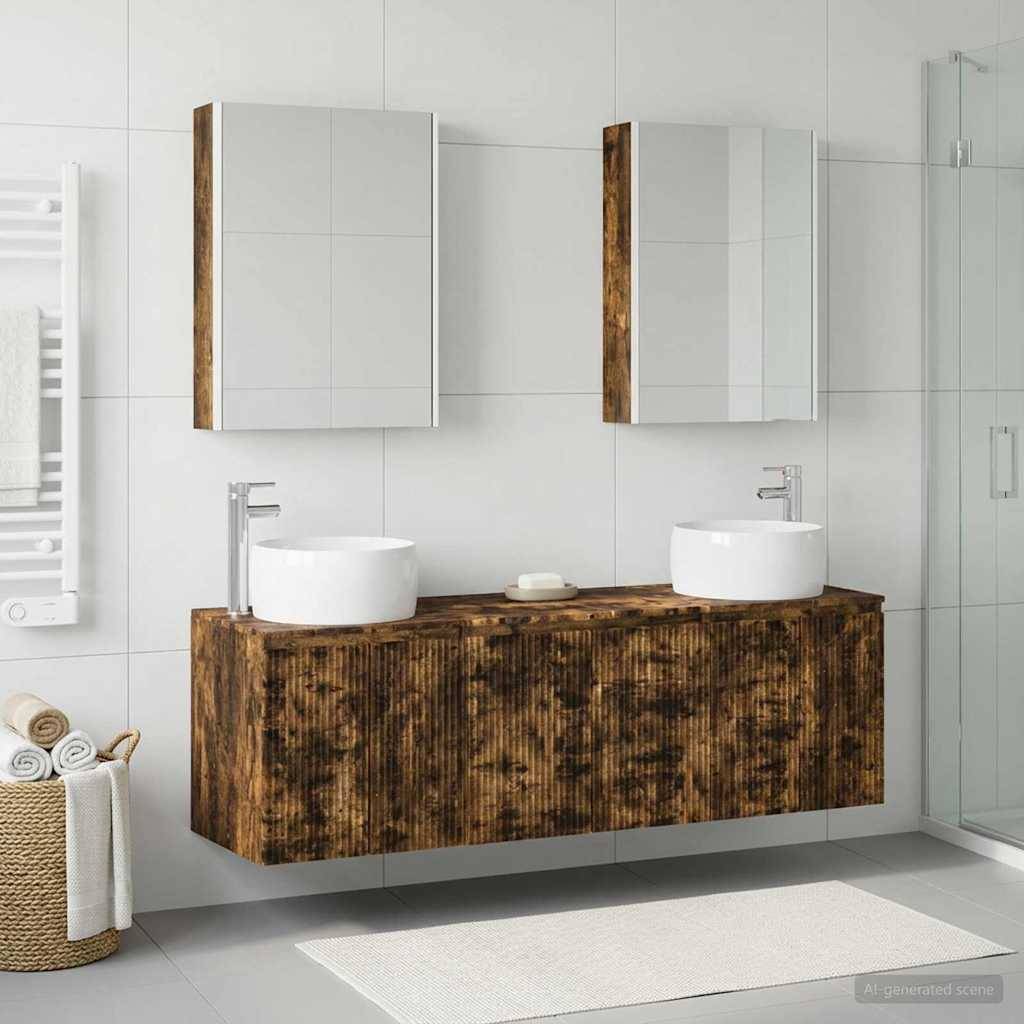 vidaXL Badezimmerschrank-Set 5 pcs Geräucherte Eiche Holzwerkstoff