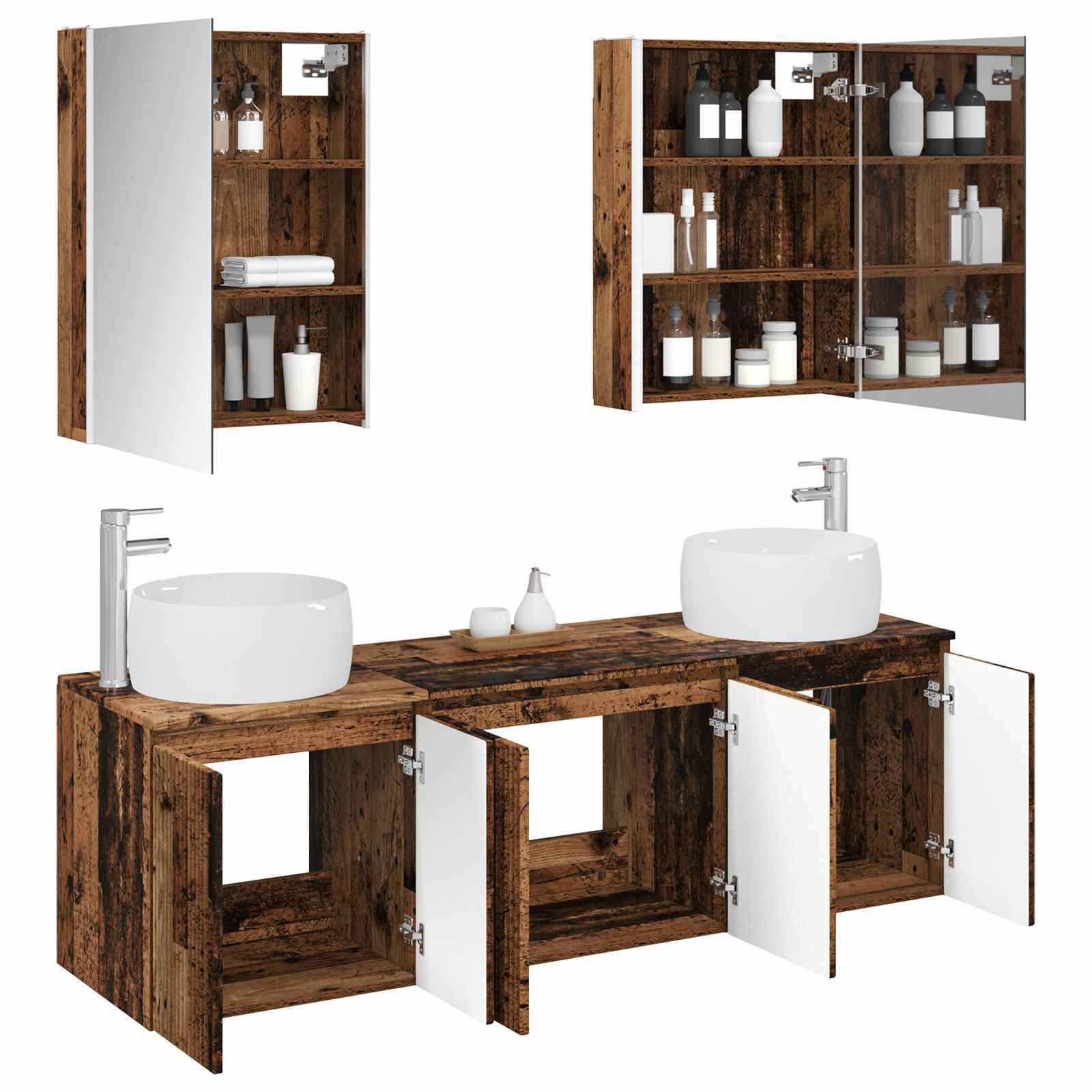vidaXL Badezimmerschrank-Set 5 pcs Altholz Holzwerkstoff