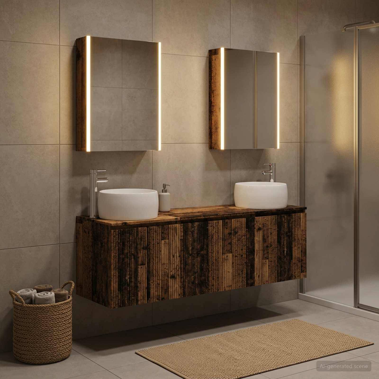 vidaXL Badezimmerschrank-Set 5 pcs Altholz Holzwerkstoff